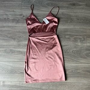 Windsor Satin Dusty Rose Body-con Party Dress With Cutout